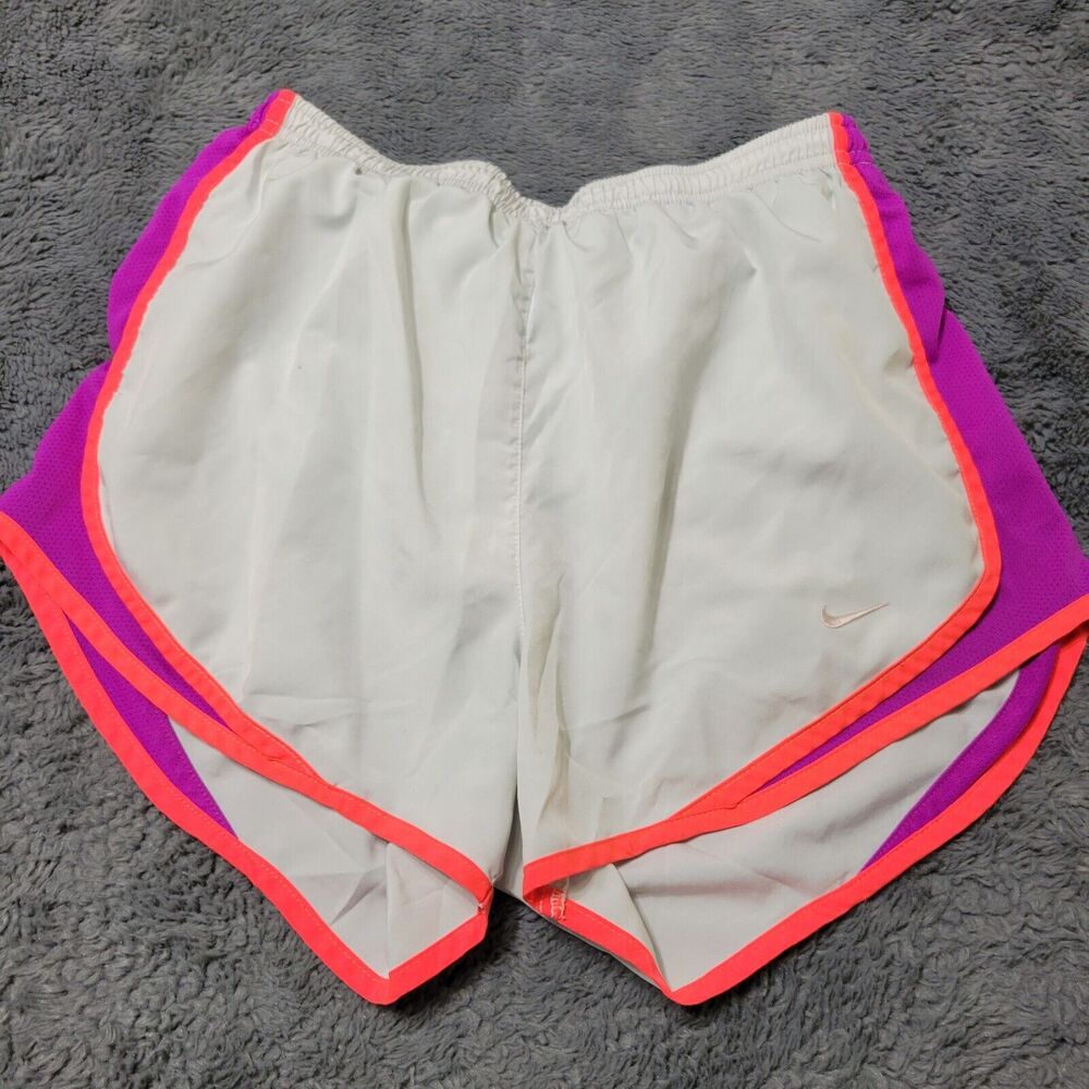 Nike Shorts Womens Small White Dri Fit Activewear Colorblock Lined Running Sport
